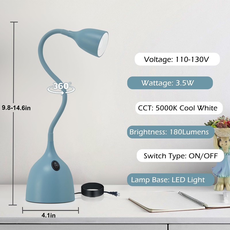 EJIAXIN Gooseneck Desk Lamp 360 LED Flexible Reading Light for