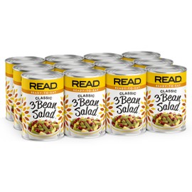 READ 3 Bean Salad | Classic Three Bean Salad | Tangy Sweet & Delicious | Cut Green Beans | Cut Wax Beans | Kidney Beans | Sugar, Vinegar, Onion, Bell Peppers & Seasoning | 15 oz. Can (Pack of 12)