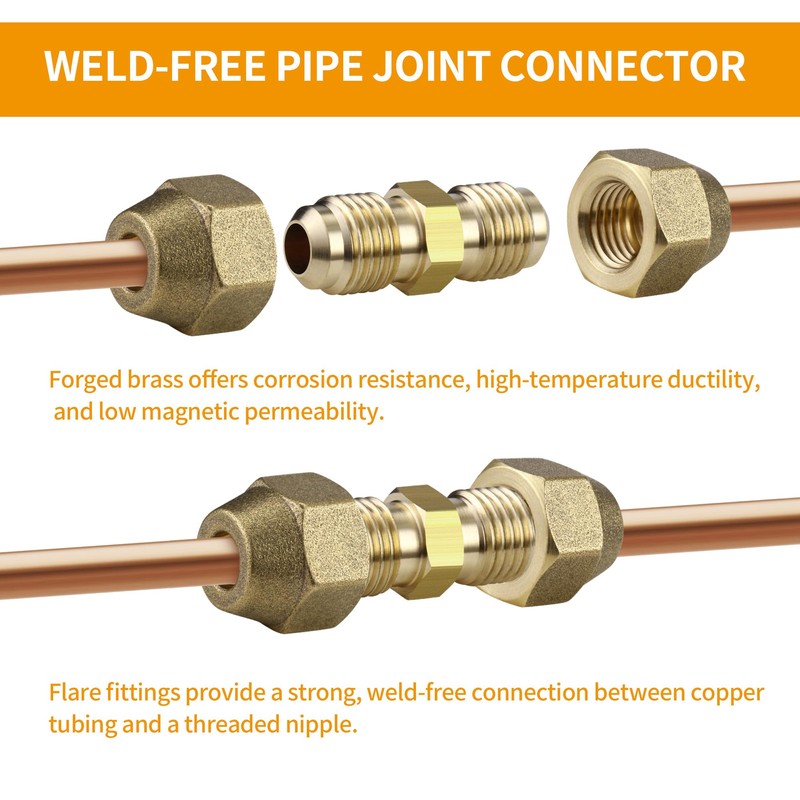 Timsec 2Packs AC Copper Pipe Extension Joint Connectors, 5/8-Inch Air