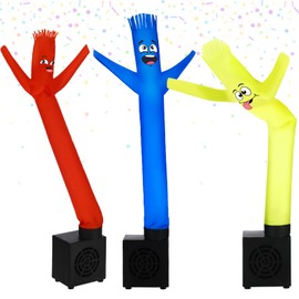 Poen 3 Pcs Mini Inflatable Tube Man Gift Funny Gag Birthday Wacky Waving Inflatable Guy with Blower Desktop Mini Dancer Gift for Women Party Decoration(Smile)