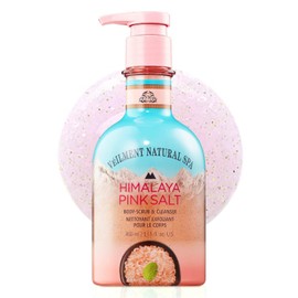 VEILMENT NATURAL HIMALAYA PINK SALT SPA 2-in1 BODY WASH & BODY SCRUB(13.53fl.oz) - Natural Exfoliating Salt Scrub for Deep Cleansing - Exfoliate & Moisturize Skin Polishes