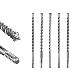 SALI 5 Pcs 1/2"*12" SDS Plus Rotary Hammer Drill Bit Concrete Drill Bit Kit Cross-Type Double Thread Carbide Material Suitable for Concrete, Brick, Cement Walls, Stone, Hammer Drill Bits for Concrete