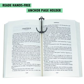 Anchor Page Holder for Hands Free Reading Bookmark Book Opener Reader Gift Metal Portable Music Recipe Book Hardcovers Paperbacks Magazines Clip Accessories, Black