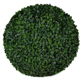3rd Street Inn Large Boxwood Topiary Ball - Artificial Plant Set - Indoor/Outdoor Wedding Party Decor - Faux Foliage Garden Sphere - Tree and Bush Substitute (15")