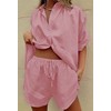 Fixmatti Summer Shorts Set Women 2 Piece Outfits Button Down