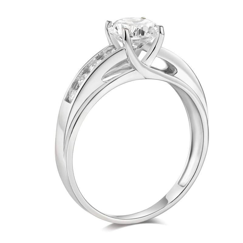 14k White Gold SOLID Wedding Engagement Ring - Size 7.5