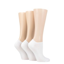 Elle Ladies Bamboo Ribbed No Show Socks Pack of 3 White 4-8