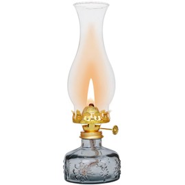 GXFCCYXT Chamber Oil Lamp -10.6''×3.35'' Snowflake Gray Vintage Kerosene Lamp Crimped Top Chimney Beautifully Carved Glass Oil Lamps for Indoor Use