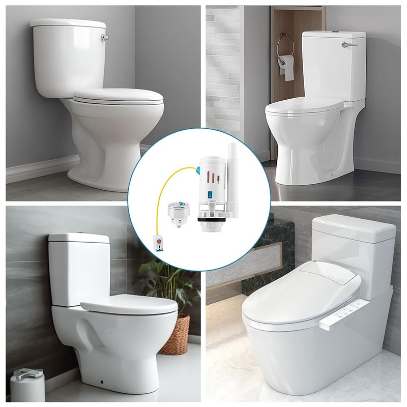 Toilet Dual Flush Valve with Push Button, Adjustable Toilet Cistern
