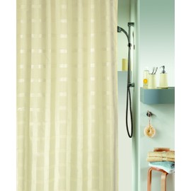 Spirella Portland Champagne Pearl Effect Textile Polyester Shower Curtain, 180 x 200 cm, Beige/White