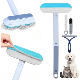 Genérico Pet Hair Removal Brush 2 sets, 4 In 1 Multifunctional Hair Removal Tool, con Mango de 43 cm, Cepillo Lavable para Muebles, sofás, alfombras, Ropa y lavandería.