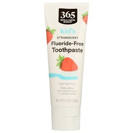 365 by Whole Foods Market, Kid's Fluoride-Free Toothpaste, Strawberry, 4.2 Ounce