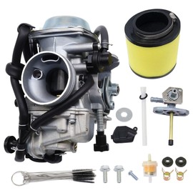 Carburetor Replacement for Honda Rancher 350 TRX350 TRX350TM TRX350FM Rancher ES TRX350TE TRX350ES TRX350FE 2x4 4x4 2000-2006 16100-HN5-M41 16100-HN5-305, with Air Filter Fuel Shut off Petcock Valve