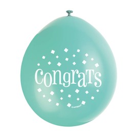 Assorted Color Congrats Latex Balloons (22cm) Pack of 10 - Celebration Balloons, Perfect for Parties & Events, Green