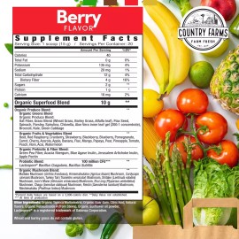 Country Farms Super Greens Nutritional Supplement Berry Flavor 40 Servings 2 ...
