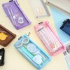 lomdung Pack of 4 Transparent Pencil Case, Mesh Zip Bag,