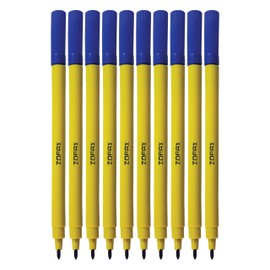 ZOFAX Felto Felt Tip Colouring Pens, BLUE, Fine Point, Pack of 10, Felt Tip Pens for School Office Home Everyday Use, Ideal for Draw Sketch Write Mark Colour