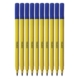 ZOFAX Felto Felt Tip Colouring Pens, BLUE, Fine Point, Pack of 10, Felt Tip Pens for School Office Home Everyday Use, Ideal for Draw Sketch Write Mark Colour