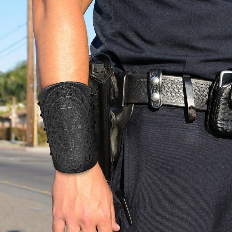 DONGKER Embossed Arm Guards, Pack of 2 Vintage Leather Bracers,
