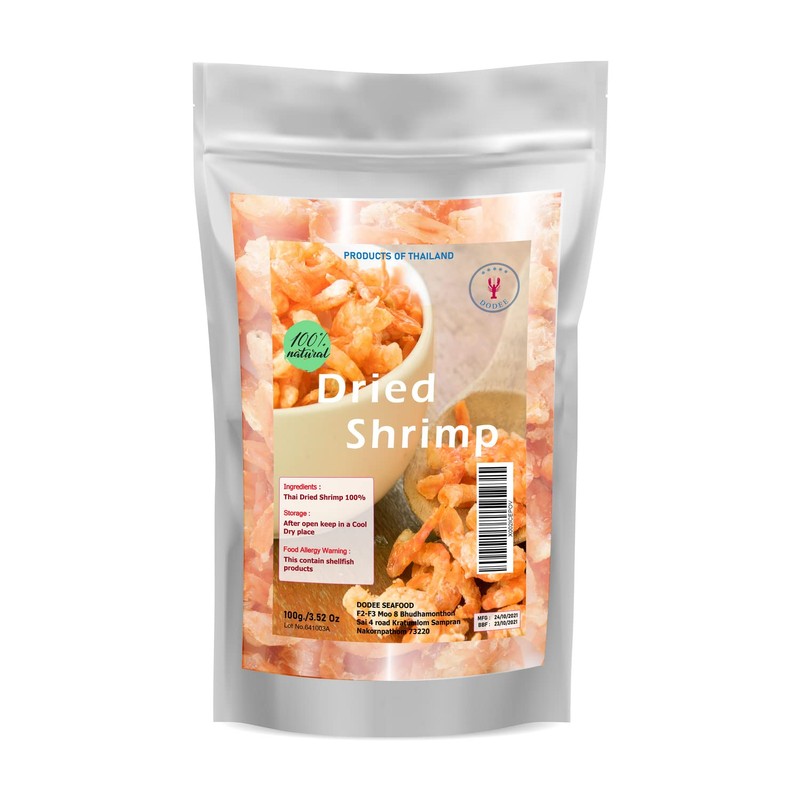 Premium Grade Dried shrimp without salt from Thailand 3.52 oz