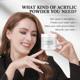 Saviland Acrylic Powder Nails - 150 g, Clear Acrylic Powder for Nails, Acrylic Nail Powder, Polymer, Large Capacity, Professional Acrylic Application for Salon Nail Extension