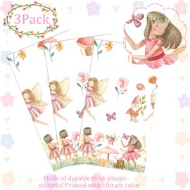 CANDY CHEF Fairy Party Tablecloth Fairy Birthday Party Table Cover 3Pcs Fairies Garden Table Covers Fairy Birthday Decorations for Fairy Elf Theme Baby Shower Supplies