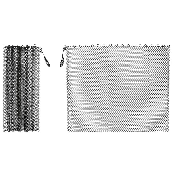LegendFlame Fireplace Mesh Screen Curtain 23” High, Two 24" Wide