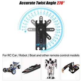 40kg Brushless Servo Motor High Torque RC Steering servo Waterproof HV High Speed Full Metal Gear Digital servo arduino servos for Robotic DIY, 1/8 1/10 1/12 RC Crawler Car Truck with 25T Horn, 270°