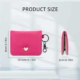AdiStylinno Women's Credit Card Holder, Cute Card Holder, Fashion Card Holder, Slim Credit Card Wallet with ID Window and Key Ring, rose red, cute