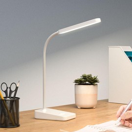 Fancial LED Desk Lamp, Desk Light, Desk Stand, White, USB Powered, Daylight White, Smartphone Stand Included