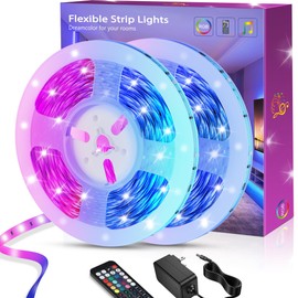 Aovpex 39FT LED Strip Lights (2 Rolls of 19.6ft) Music Sync Color Changing RGB Led Light Strip with Remote,Led Lights for Bedroom Room Home Decor Party Festival