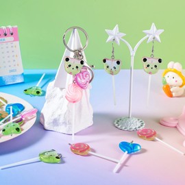 Craftdady 12pcs Heart Lollipop Charms Bear Dangle Earring Pendants Luminous Big Necklace Pendants Resin Cartoon Hang Ornament 60-62mm for DIY Craft Jewelry Making