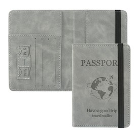 ILIYAH Travel Passport Cover Holder - RFID Blocking UK Passport Case Travel Wallet Document Holder with Strap Multiple Card Slots(Grey)