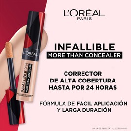 L'Oréal Paris corrector líquido de larga duración 24h, Infallible More than concealer,Tono 325 Bisque, 14.4ml