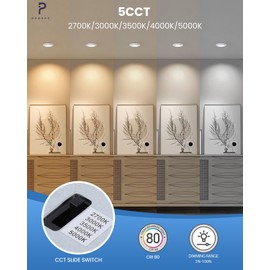 POPANU 4 inch LED Gimbal Recessed Light, 9W 750lm Eyeball Sloped Ceiling Task Lighting, Soffit Wafer Indoor Directional Lighting, 90° Tilt and 360° Rotation Recessed Lighting 4 inch White 12Pack