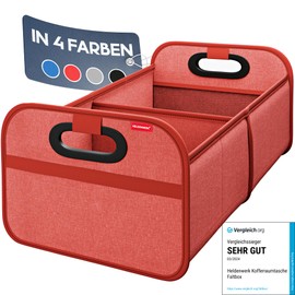 HELDENWERK Car Boot Bag Foldable – Reinforced & Stable – Boot Organiser Shopping Bag for Practical Storage – Non-Slip Car Folding Box, Boot Box (Red)