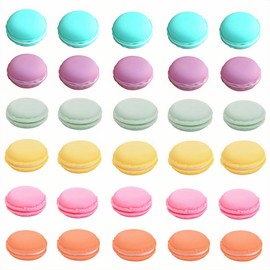 HAN SHENG Jewelry Organizer for Earrings, Rings, Necklaces, 30 Pack Cute Macaron 1.6 Inch Mini Travel Cases, Portable Plastic Storage Boxes Container (Multicolor)