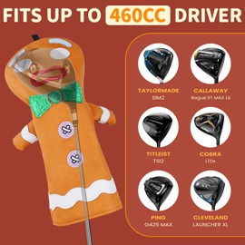 LZFAN Funny Golf Club Head Cover Driver Headcover Fairway Wood Headcover Hybrid Club Head Cover Brown Monster Cookie