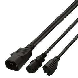 Strhowill IEC 320 C14 to C13+5-15R Y Split Short Power Adapter Cord IEC 320 C14 Male to C13/Nema 5-15R Female Y Split Power Cord 0.32M/1FT