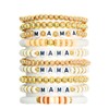 MAMA Beaded Stretch Bracelets for Women Bohemian Summer Beach Stackable