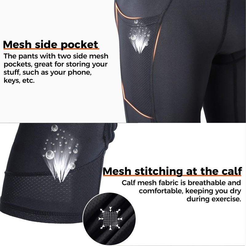COOLOMG Youth Basketball Leggings with Knee Pads Boys Padded Compression
