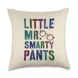 Cute LITTLE MR SMARTY PANTS Boy Birthday Nerd Geek Theme Throw Pillow
