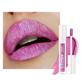 Light Purple Metallic Lipstick for Women,Lightweight Glitter Sparkling Liquid Lipsticks,Shimmer Lip Gloss Stain Long Lasting Waterproof Smudge Proof Non-Drying 24 Hour Full Coverage Lip Makeup,Vegan