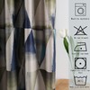 Leeva Geometric Print Blackout Curtains for Bedroom, Modern Blue Linen