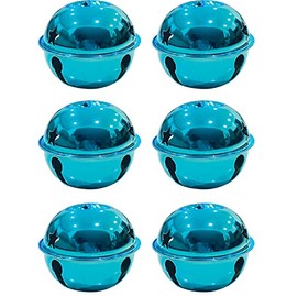 Charmed Large Size Christmas Star Cutout Jingle Bell Ornament 3" Pack of 6 (Metallic Turquoise Blue)