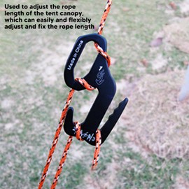 10PCS Figure 9 Rope Tightener, Aluminum Alloy Flexible Rope Tightening Mechanism for Outdoor Canopy Tent, Guyline Cord Adjuster Tent Tensioners Rope Adjuster