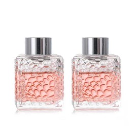 2PCS 50ml/1.7oz Empty Clear Square Glass Diffuser Bottle Diffuser Jars with Cap Small Square-Shaped Essential Oil Container Fragrance Accessories Use for DIY Replacement Diffuser(Water Cube)