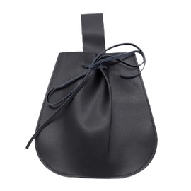 Medeival Faux Leather Pouch for Renaissance Faire, Portable Drawstring Purse, Vintage Belt Pouch Dice Bag For LARP Cosplay Costumes (Black)