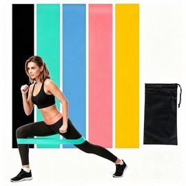 Bandas Elasticas Musculación, 5 Niveles de Bandas de Resistencia para Gluteos Cadera Piernas Brazos Set de 5 Cintas Elásticas Fitness Musculación para