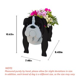 strolfay Black English Bulldog Dog Planter Plant Pots,Cute Dog Flower Planter,Gifts for Pet Lovers,Unique Animal Plant Pots,Office,Indoor Outdoor Garden Decor(9.45 * 7.48 * 10.63in)